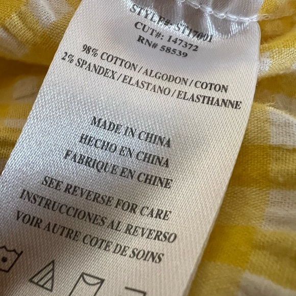 KUT From The Kloth Large Yellow White Gingham Print Long Sleeve Button Shirt - Picture 6 of 7
